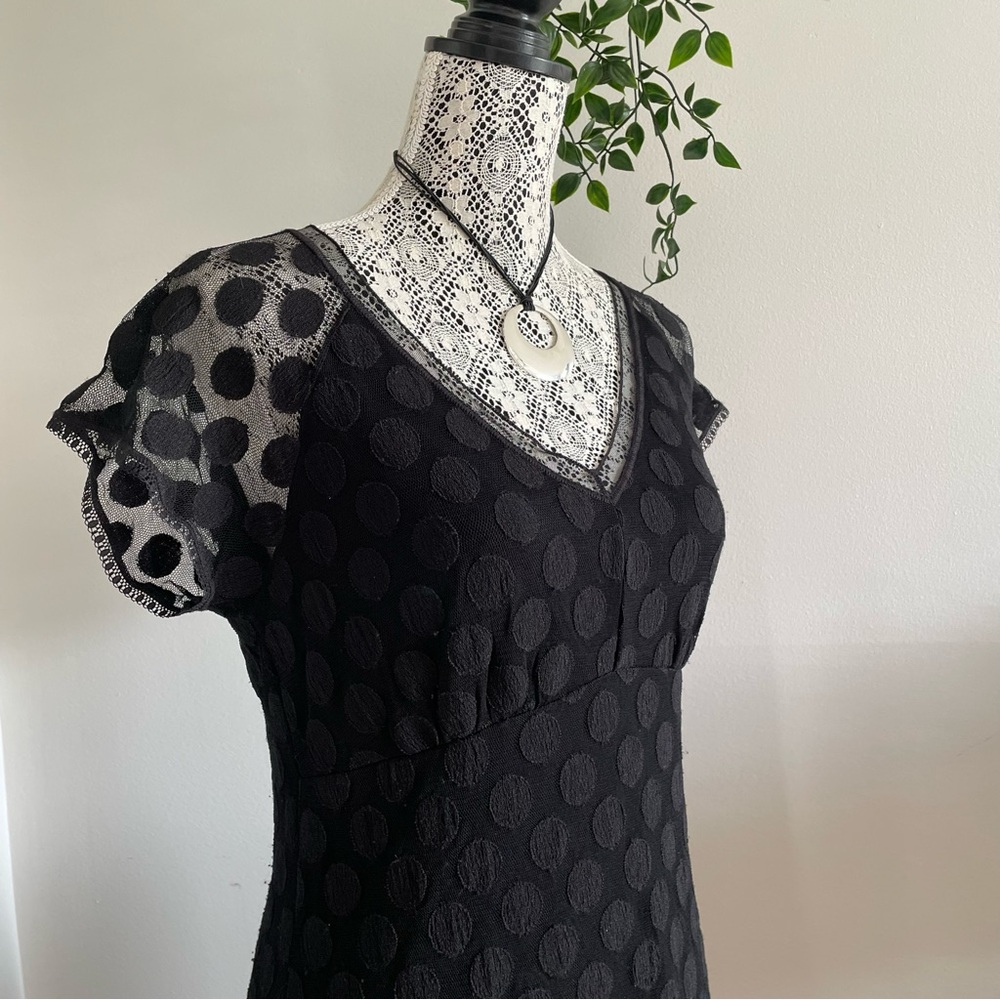 Papillon Blanc Sheer Black Polka Dot Dress